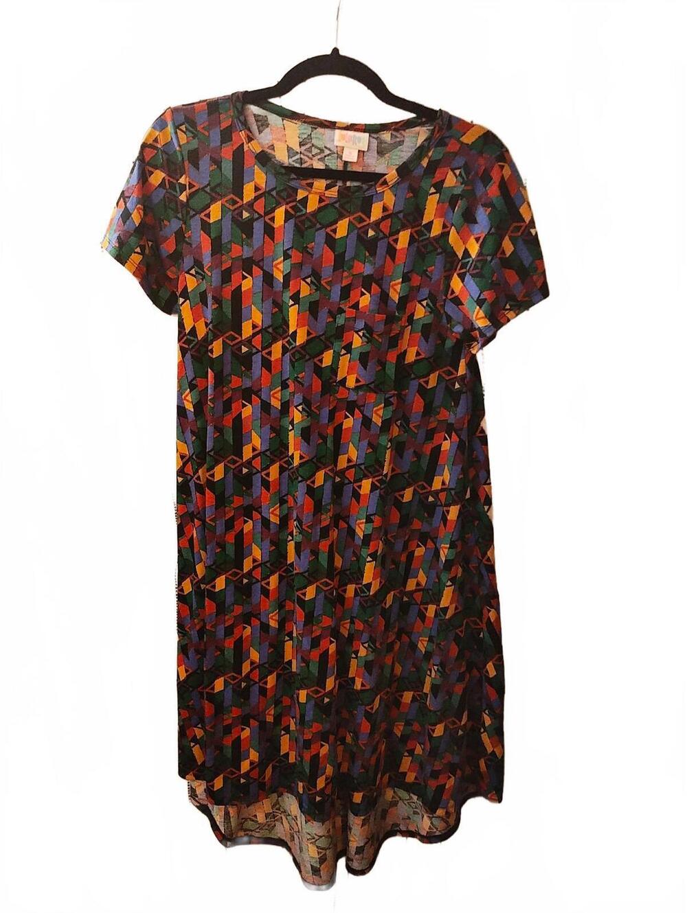 LulaRoe Short Sleeve Tee Dress Size Small - Geometric Pattern - Women's